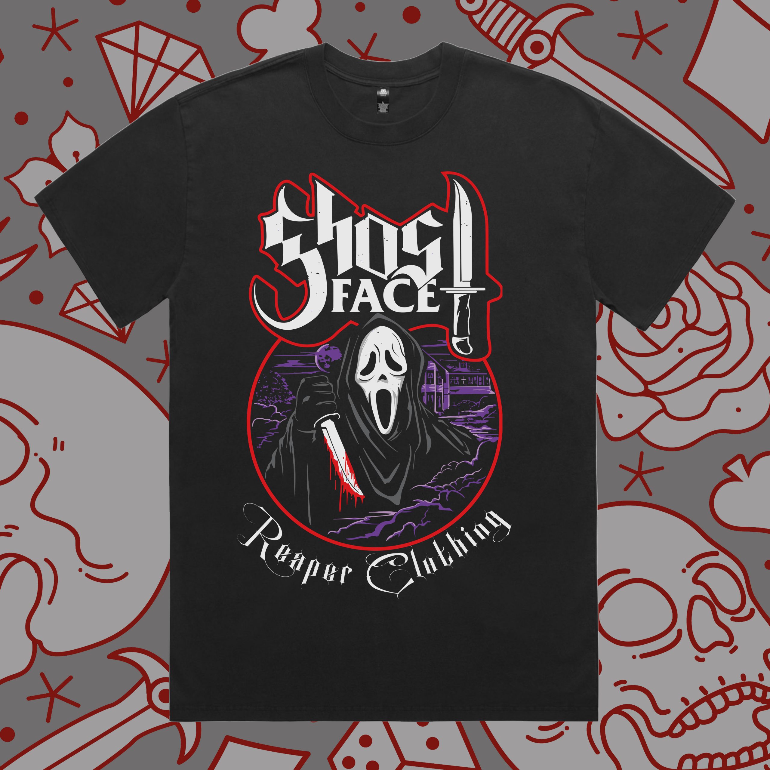 Mens 'Ghost Face' Horror Tee Reaper Clothing